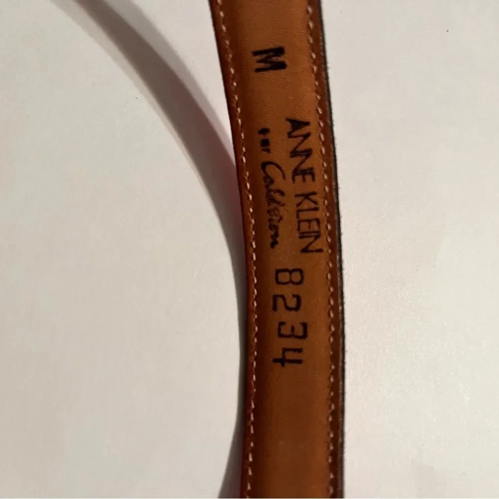 Anne Klein Women’s Leather Red Belt Size Medium with Gold Logo on Buckle